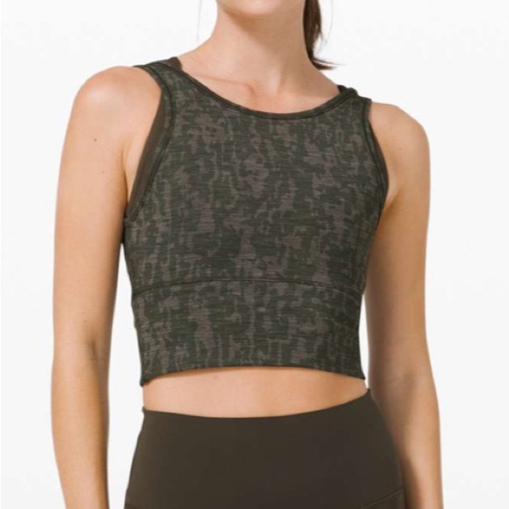 Lululemon Power Pivot Tank *Tough size 8 Green Dark Olive Camo